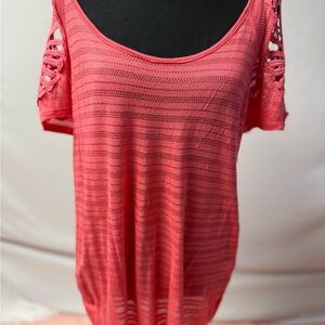 Maurices Pink Lace Sleeve Blouse